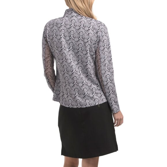 IBKUL Watermelon Upf 50 Printed Quarter Zip Long Sleeve Top - Picture 2 of 2